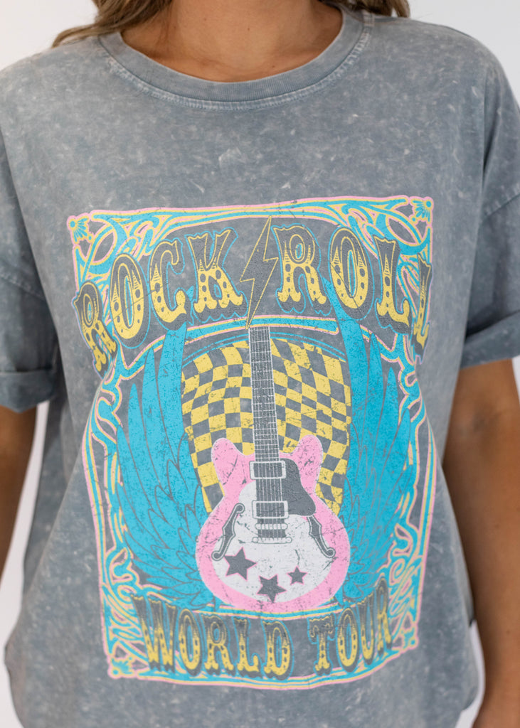 gray Rock 'N Roll graphic t-shirt