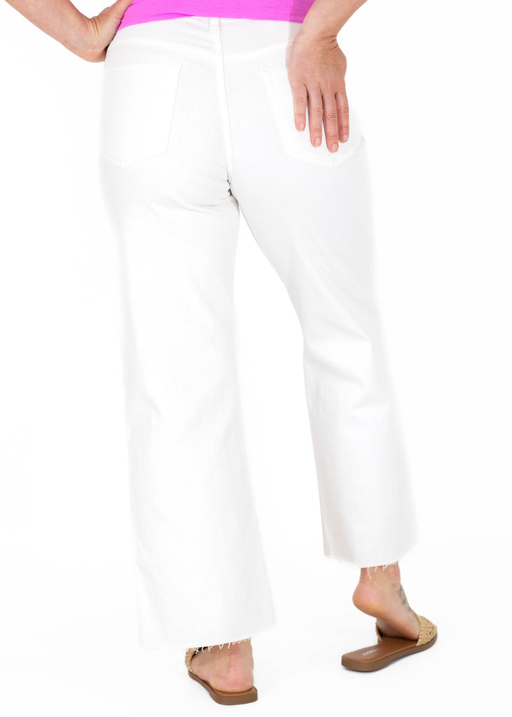 white crop wide leg jeans