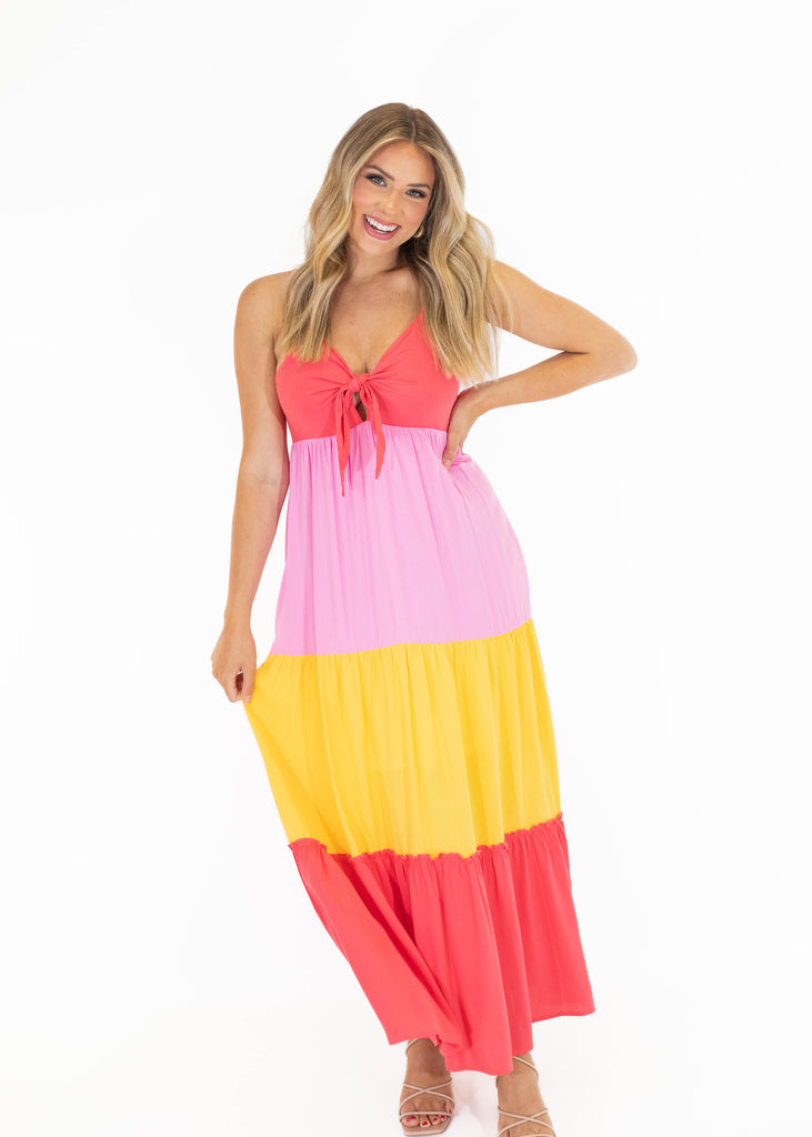 colorblock maxi dress