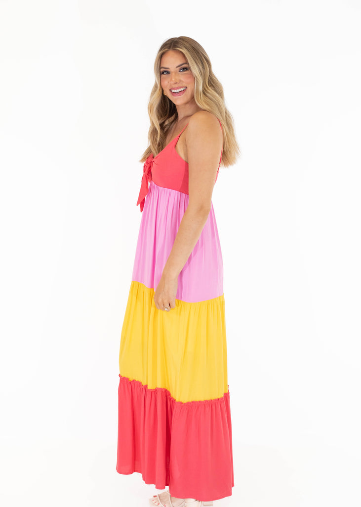 colorblock maxi dress