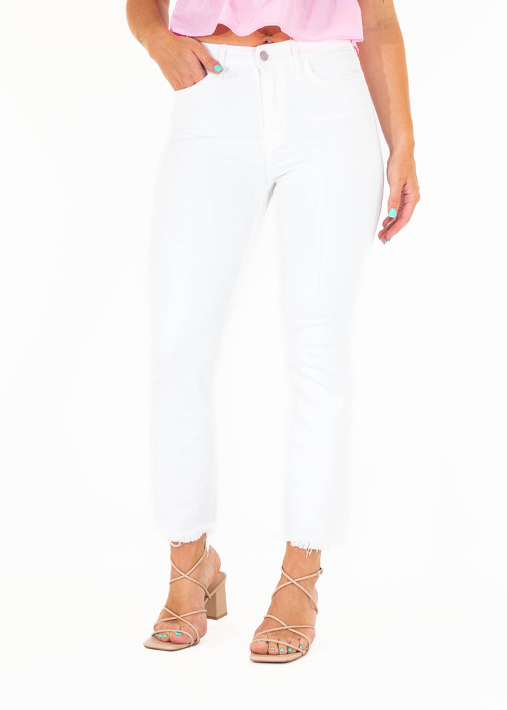 white crop flare jeans 