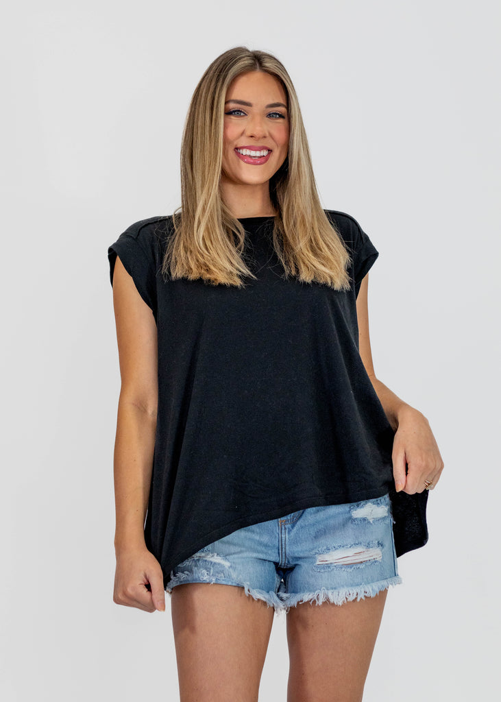 black top with rolled seams