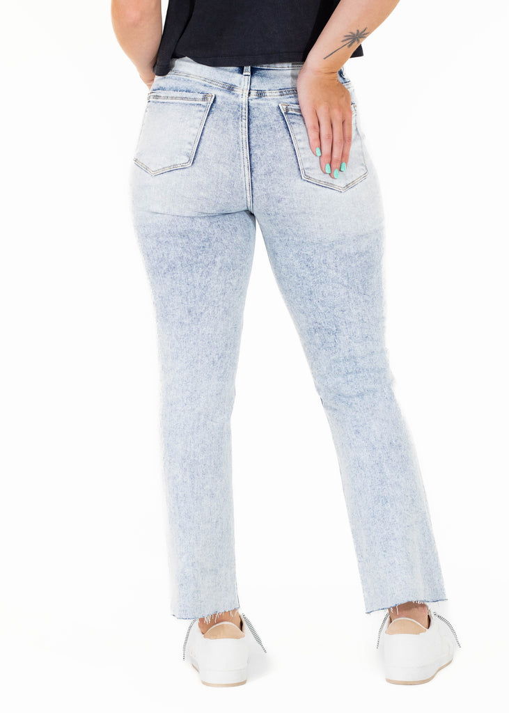 light wash straight leg jeans