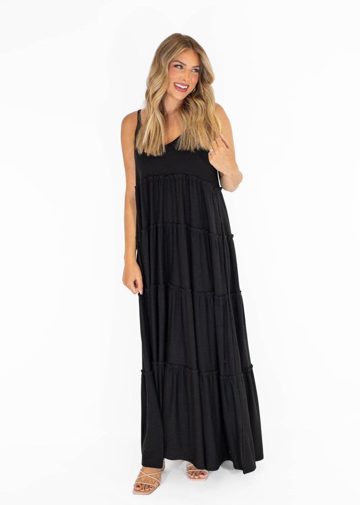 black maxi flowy dress