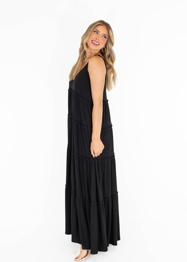 black maxi flowy dress