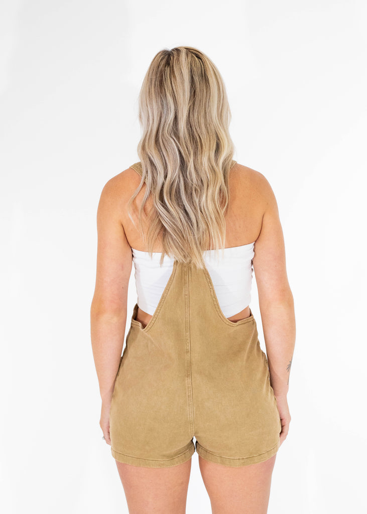 light camel overall romper