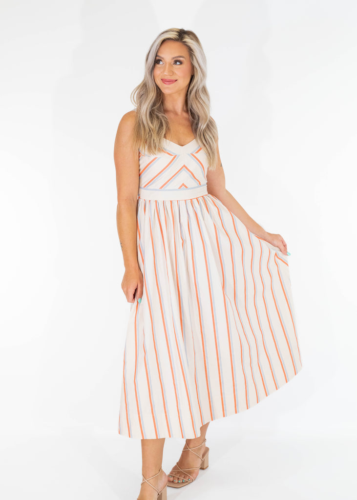 striped midi dress