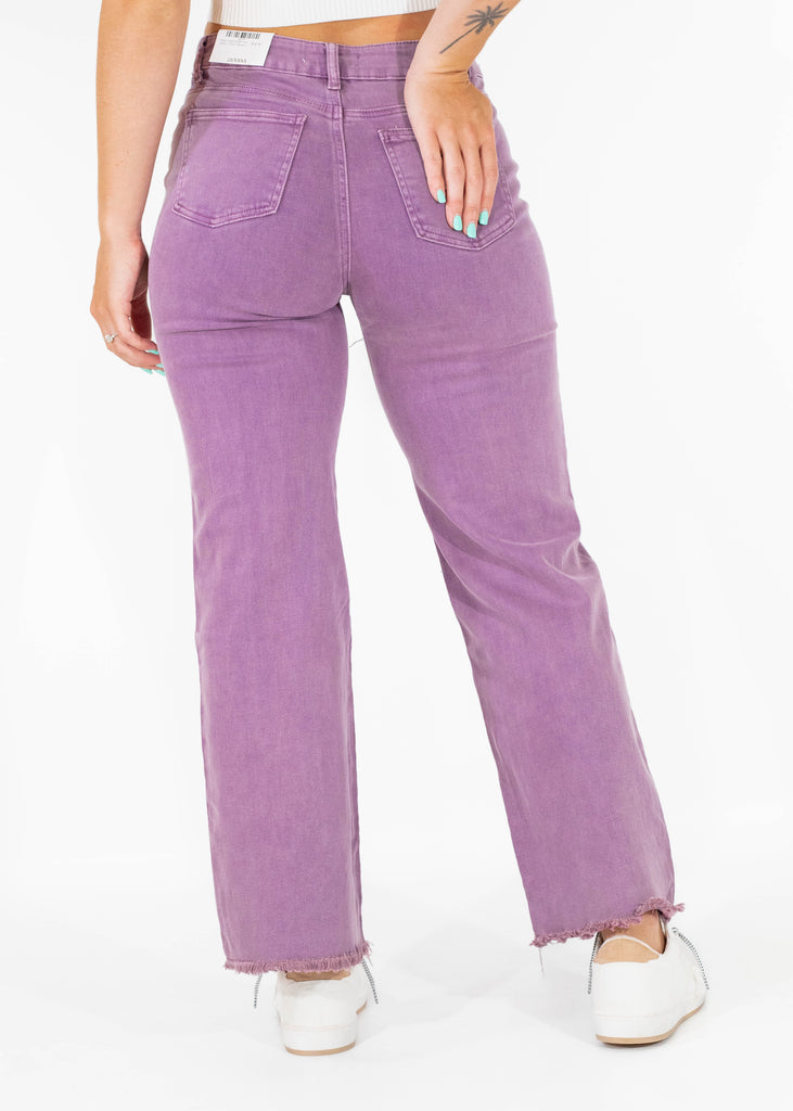 purple straight leg jean