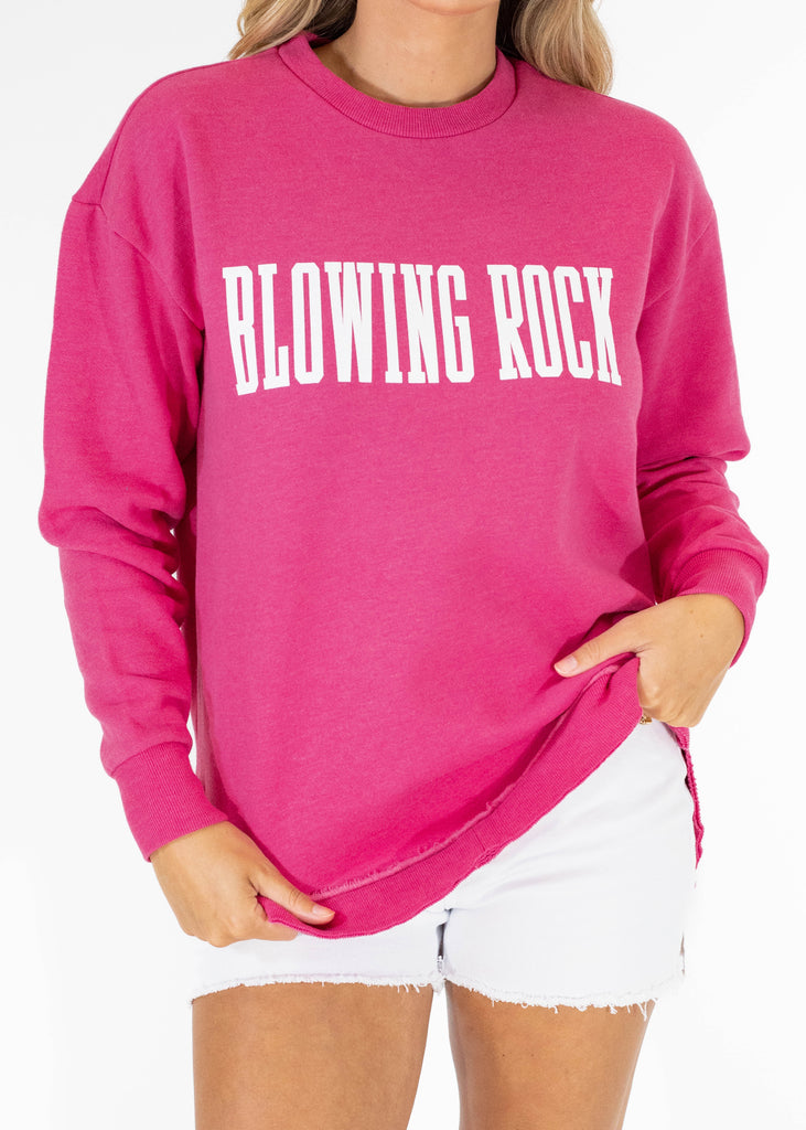 raspberry blowing rock crewneck