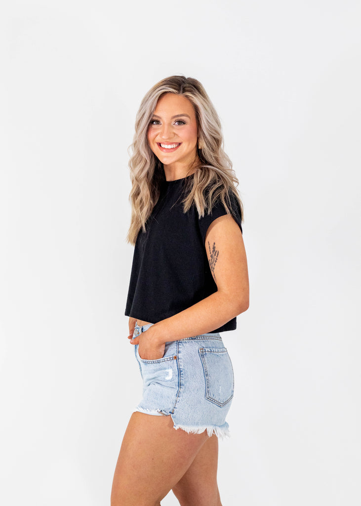 cropped boxy fit t-shirt in black