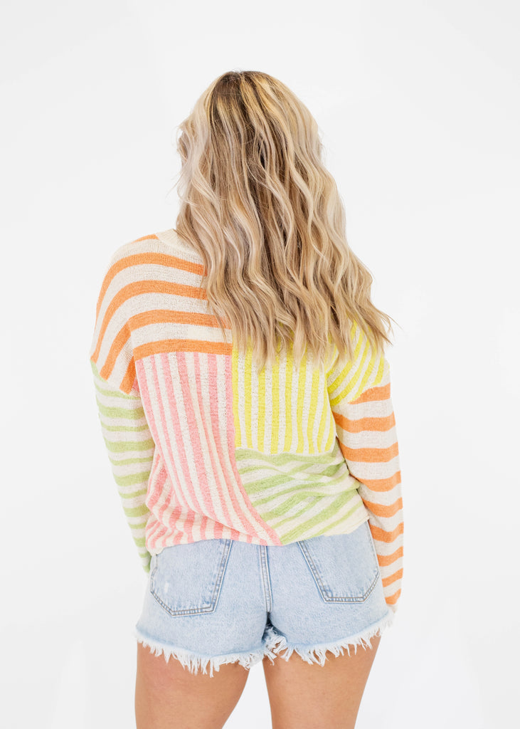 multicolor striped knit sweater