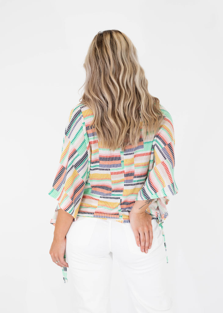 multicolor top with side ties