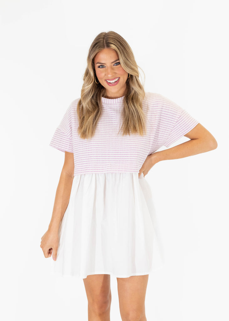 babydoll fit dress with stripes
