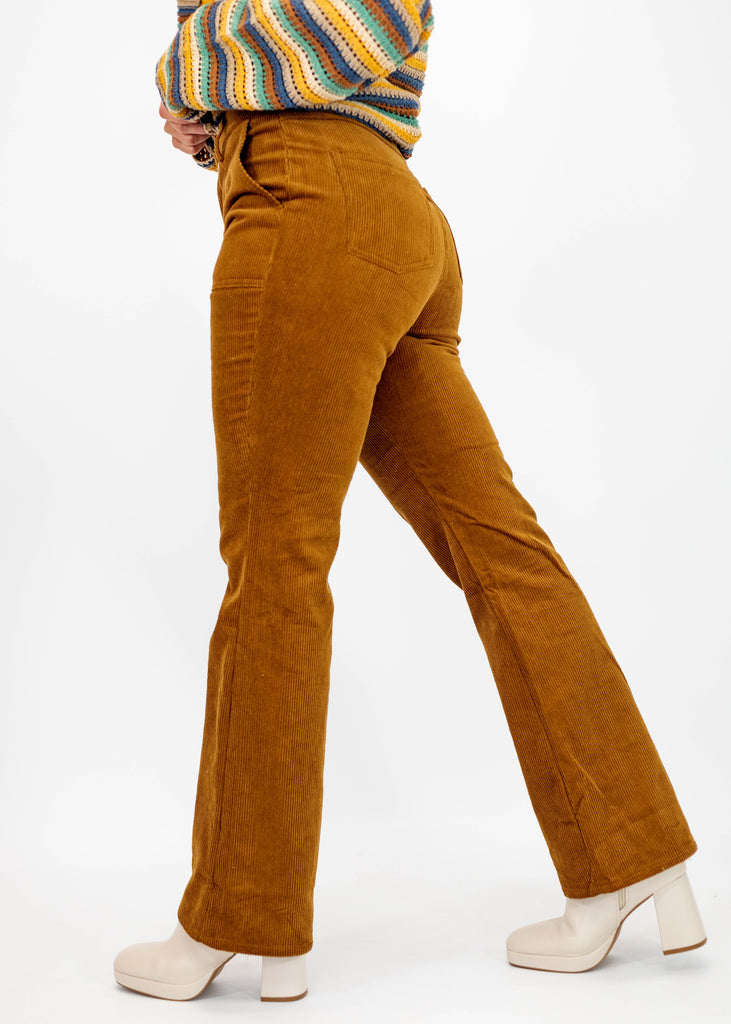 corduroy, straight leg, square pockets, camel brown