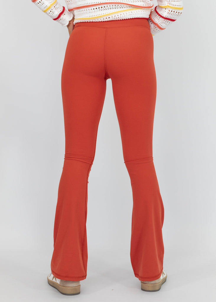 coral orange flare yoga pants
