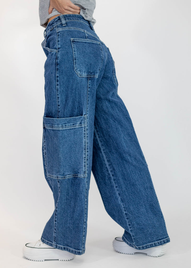 medium wash baggy skater jeans